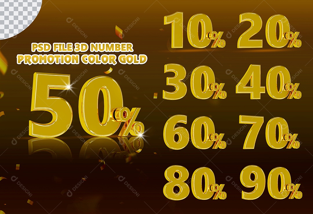 Elemento 3D Conjunto de Números com Porcentagem Para Composição PSD