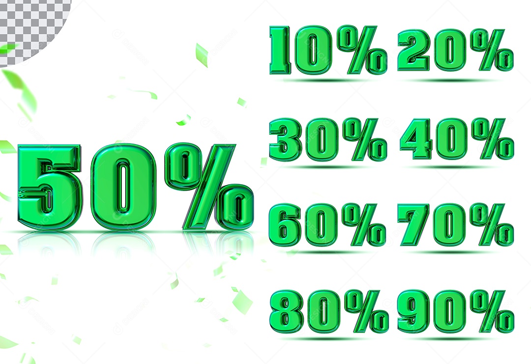 Elemento 3D Conjunto de Números com Porcentagem Para Composição PSD
