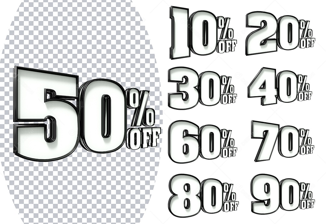 Elemento 3D Conjunto de Números com Porcentagem Para Composição PSD