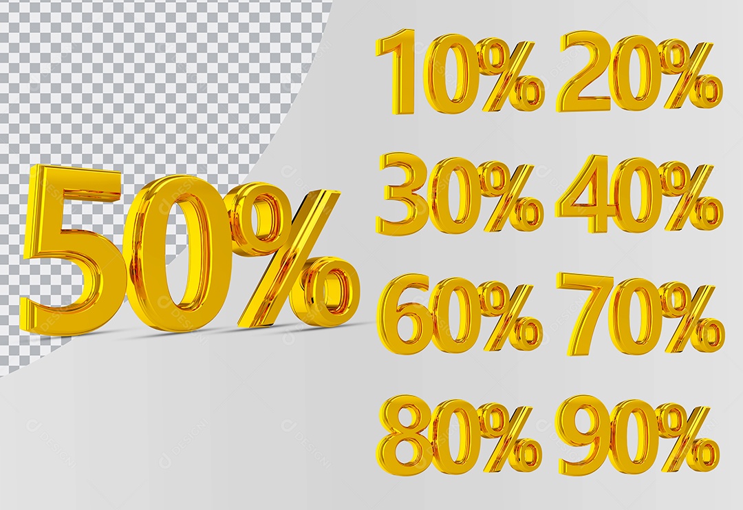 Elemento 3D Conjunto de Números com Porcentagem Para Composição PSD