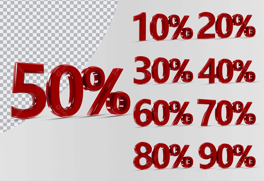 Elemento 3D Conjunto de Números com Porcentagem Para Composição PSD