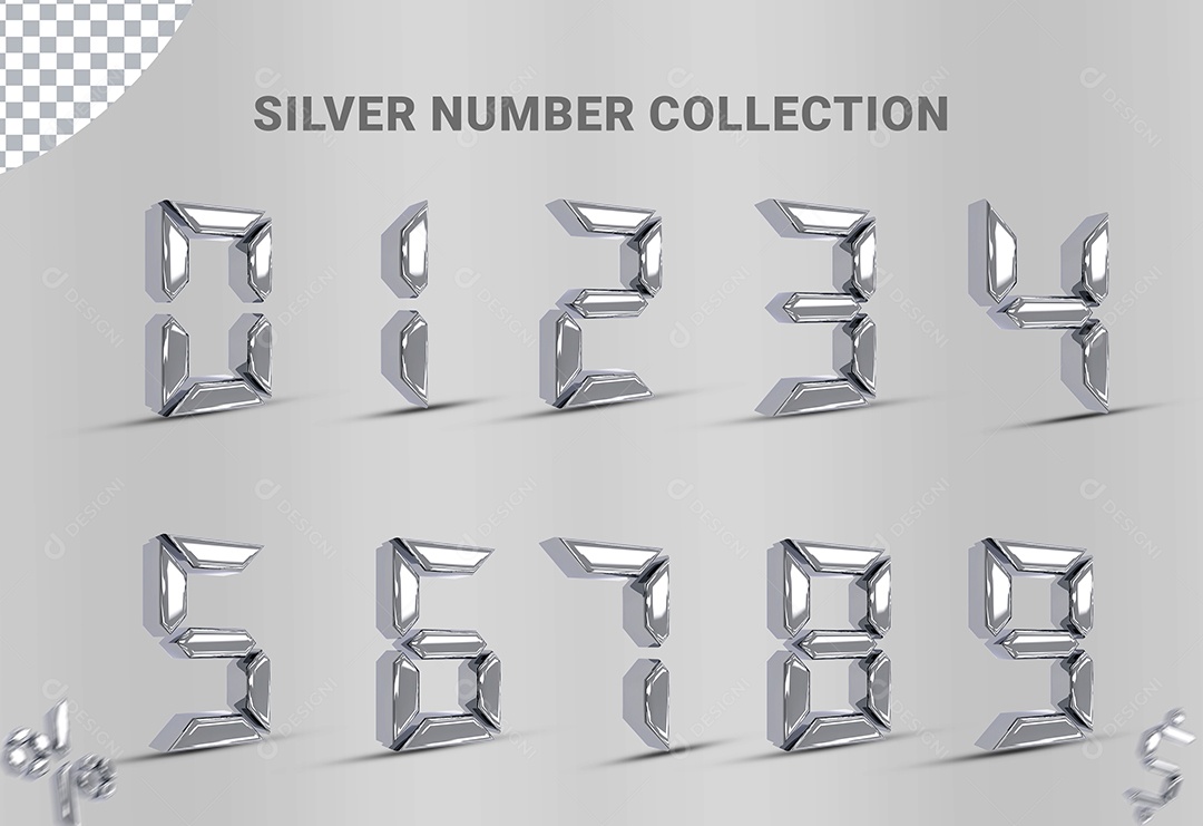 Elemento 3D Conjunto de Números Para Composição PSD