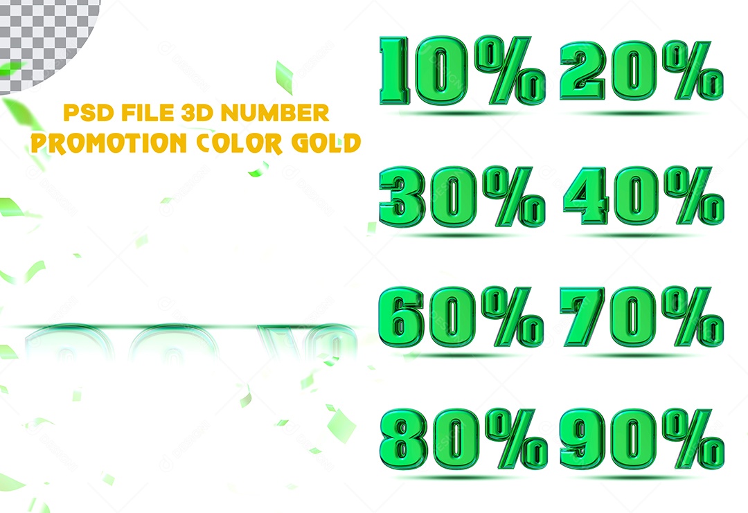 Elemento 3D Conjunto de Números com Porcentagem Para Composição PSD