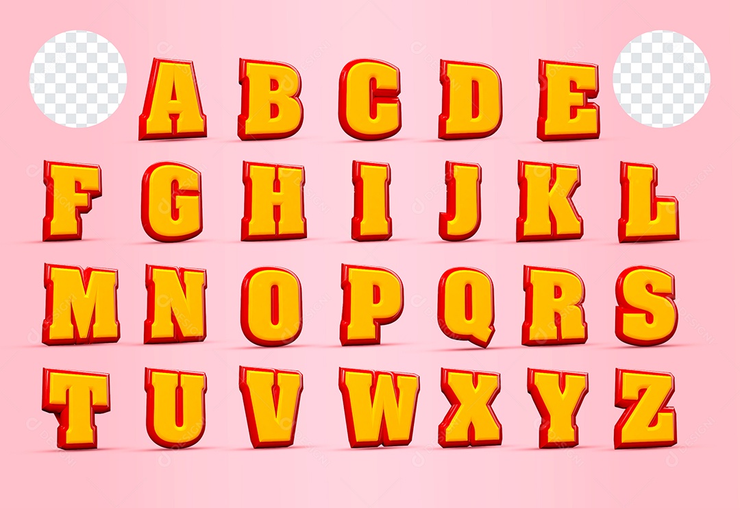 Elemento 3D Conjunto de Letras Para Composição PSD