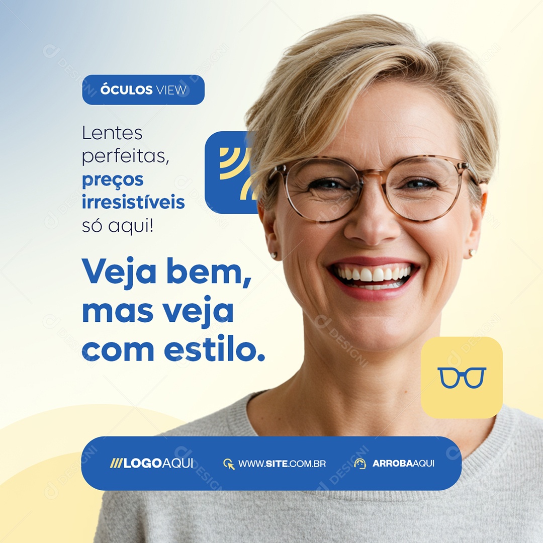 Ótica Lentes Perfeitas Preços Irresistíveis Social Media PSD Editável