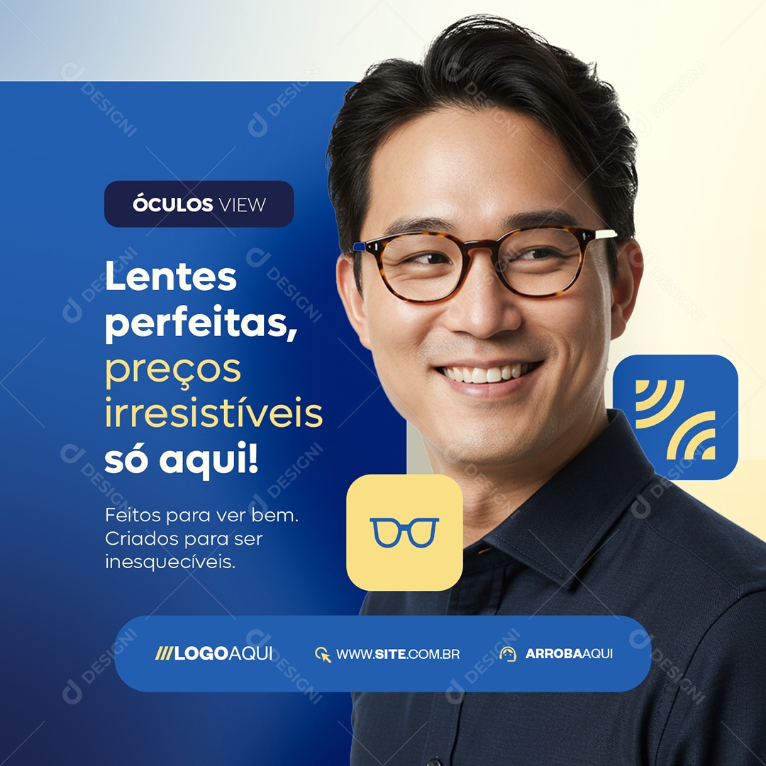 Ótica Óculos Lentes Perfeitas Social Media PSD Editável