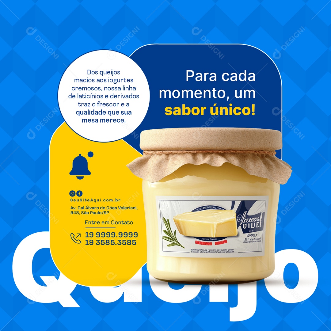 Laticínios Para Cada Momento Um Sabor Único Social Media PSD Editável