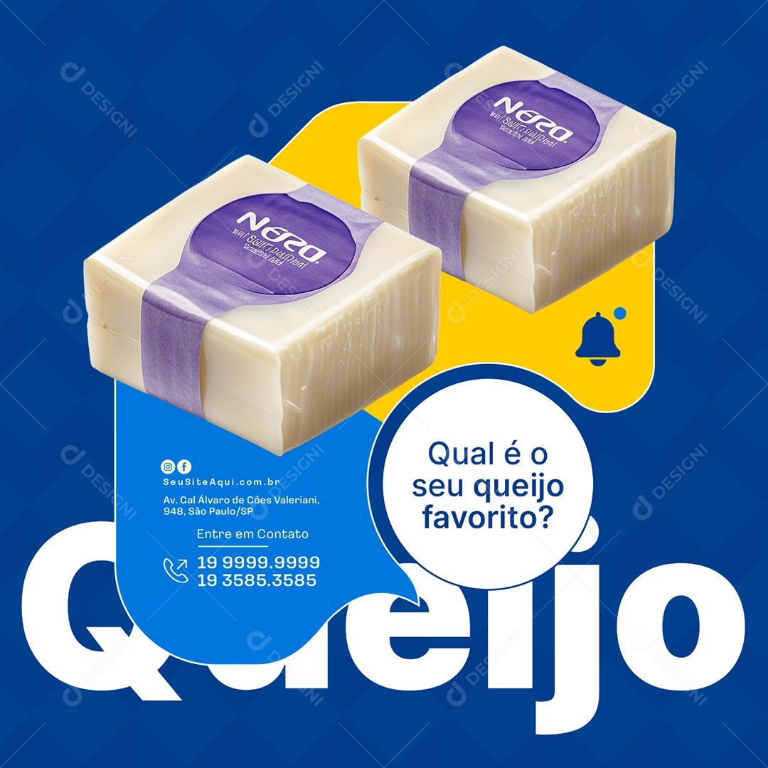Laticínios Qual é o Seu Queijo Favorito Social Media PSD Editável