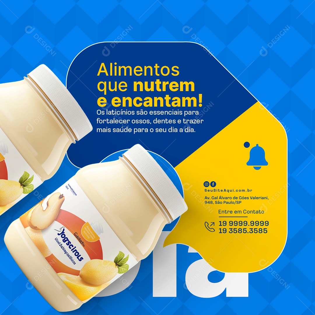 Laticínios Alimentos Que Nutrem e Encantam Social Media PSD Editável