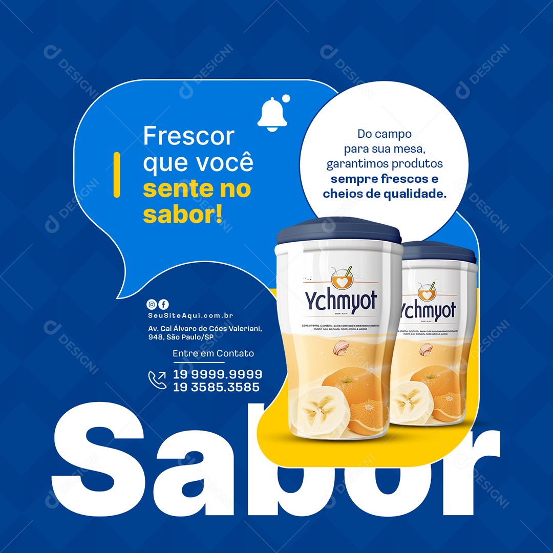 Laticínios Frescor Que Você Sente no Sabor Social Media PSD Editável