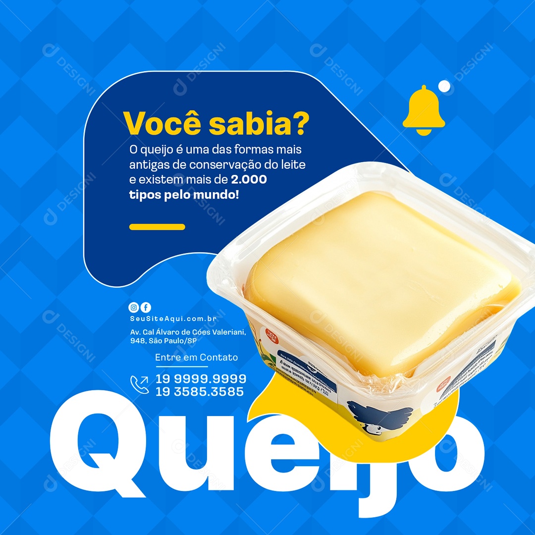 Laticínios Você Sabia O Queijo Social Media PSD Editável