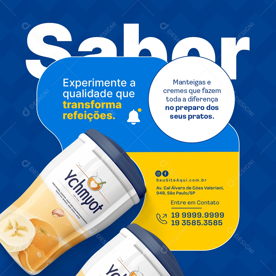 Laticínios Sabor Experimente a Qualidade Social Media PSD Editável