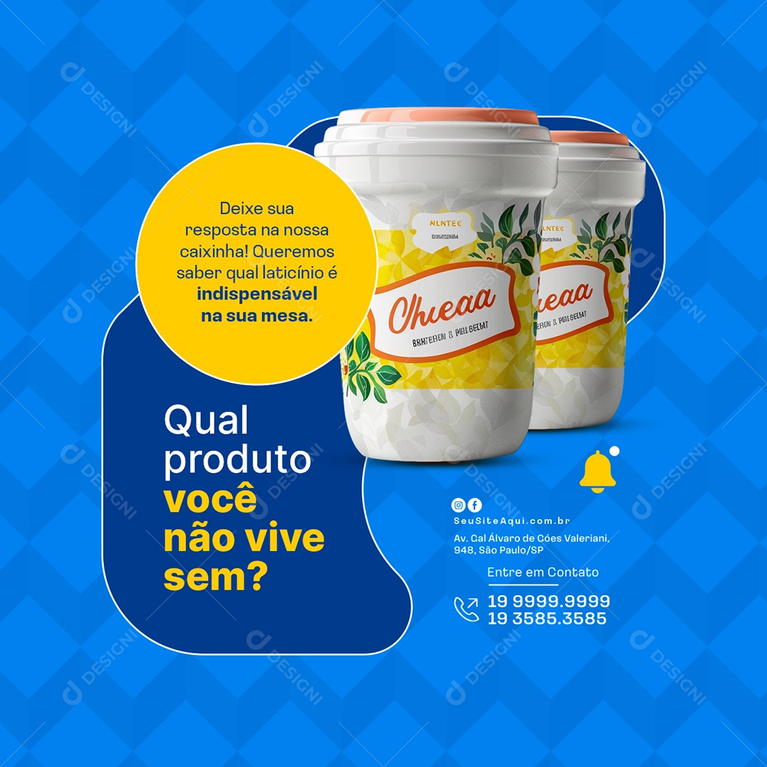 Laticínios Qual Produto Você Não Vive Sem Social Media PSD Editável