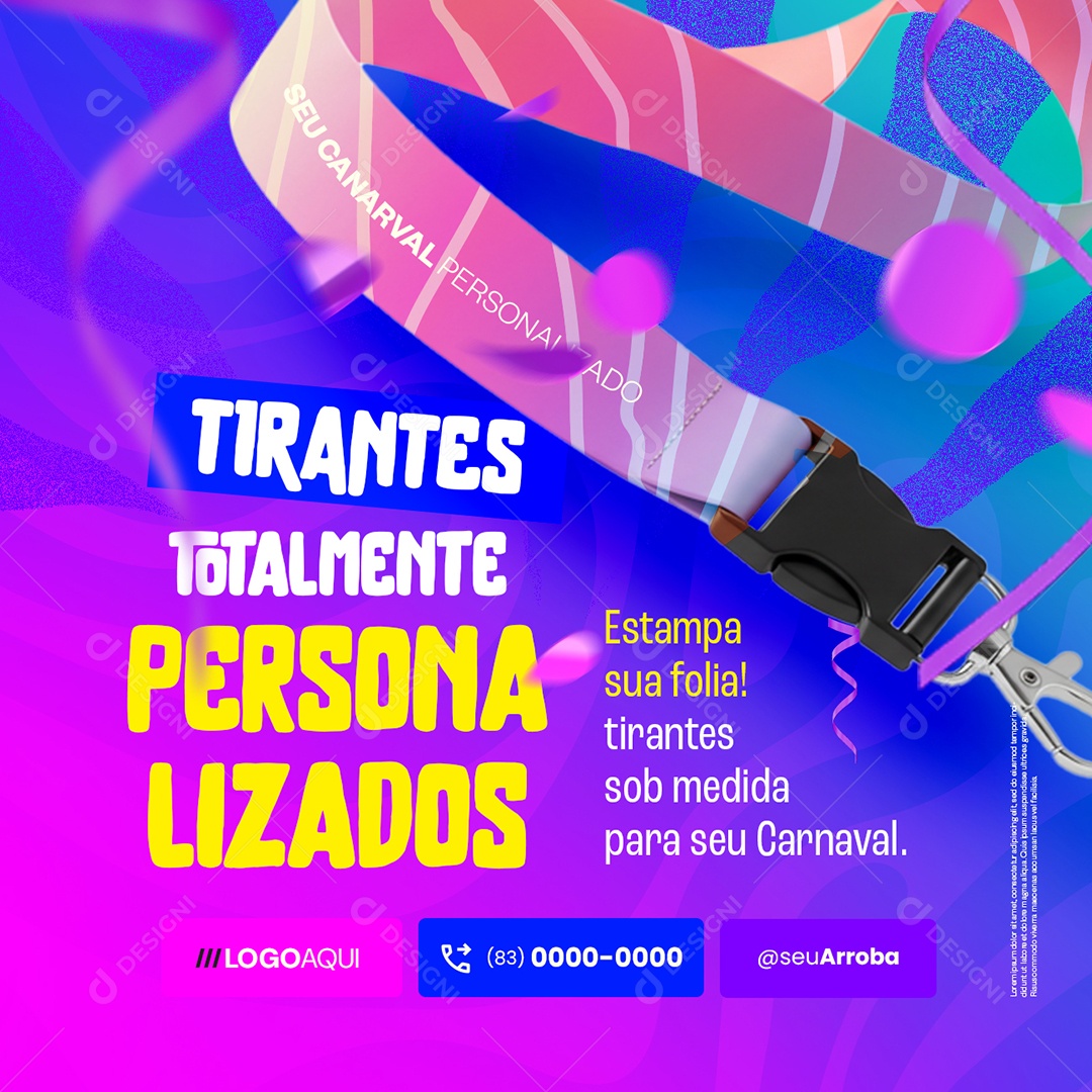 Carnaval Tirantes Totalmente Personalizados Social Media PSD Editável