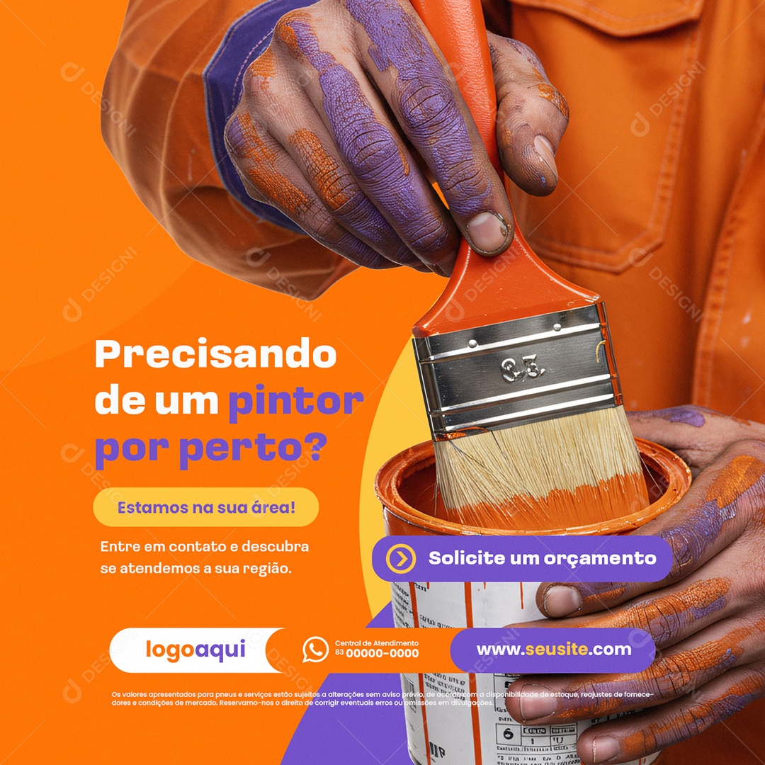Precisando de Um Pintor Por Perto Social Media PSD Editável