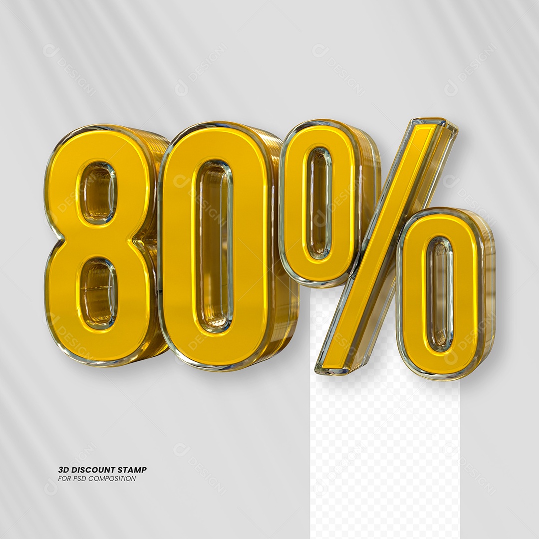 Elemento 3D Desconto 80% para Composição PSD