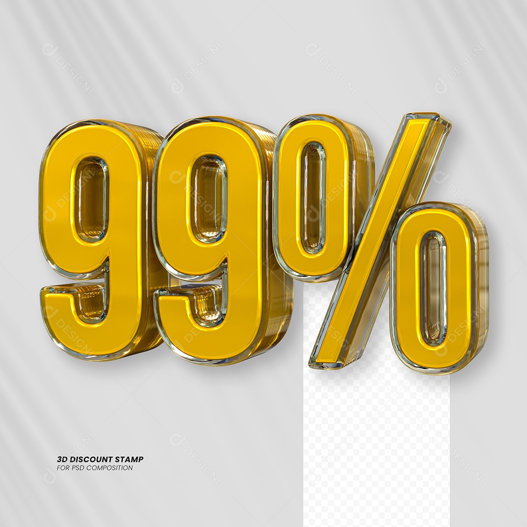 Elemento 3D Desconto 99% para Composição PSD