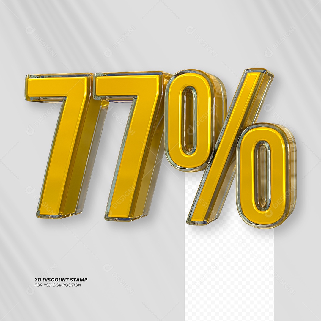 Elemento 3D Desconto 77% para Composição PSD