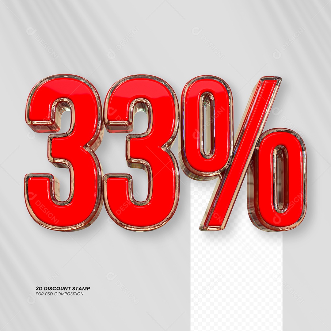 Elemento 3D Desconto 33% para Composição PSD