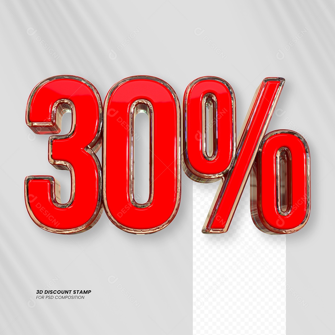 Elemento 3D Desconto 30% para Composição PSD