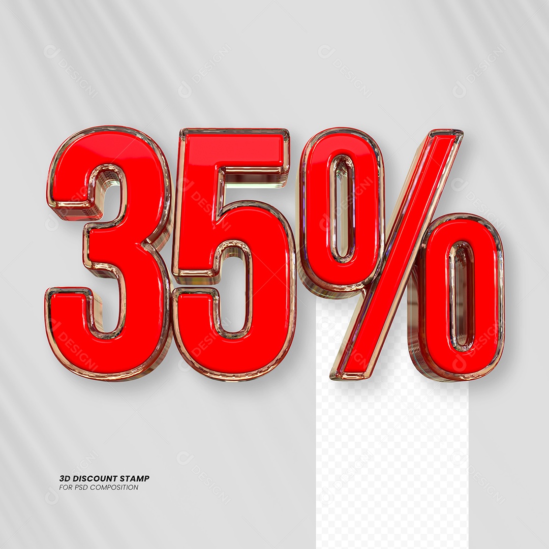 Elemento 3D Desconto 35% para Composição PSD