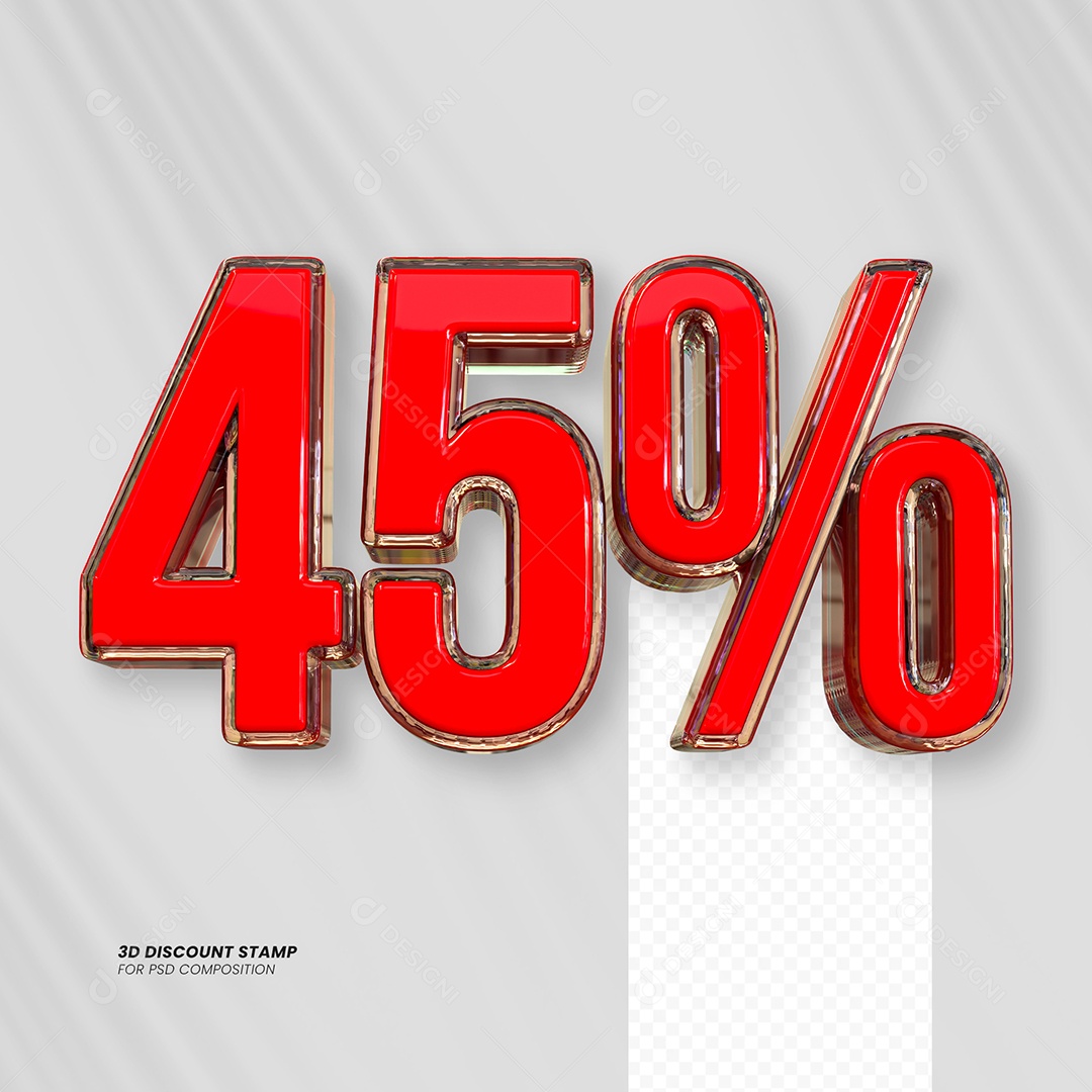Elemento 3D Desconto 45% para Composição PSD