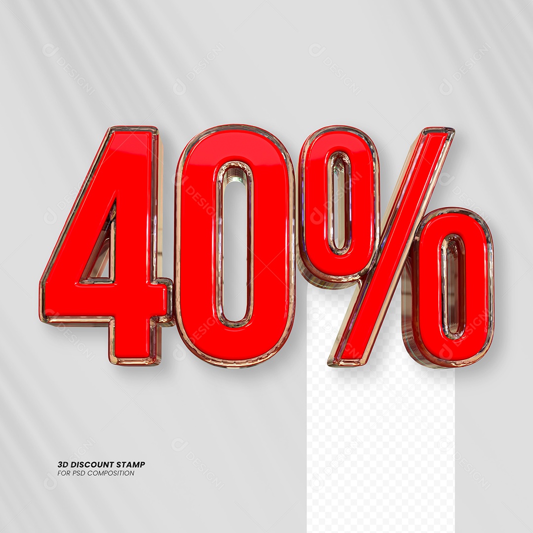 Elemento 3D Desconto 40% para Composição PSD