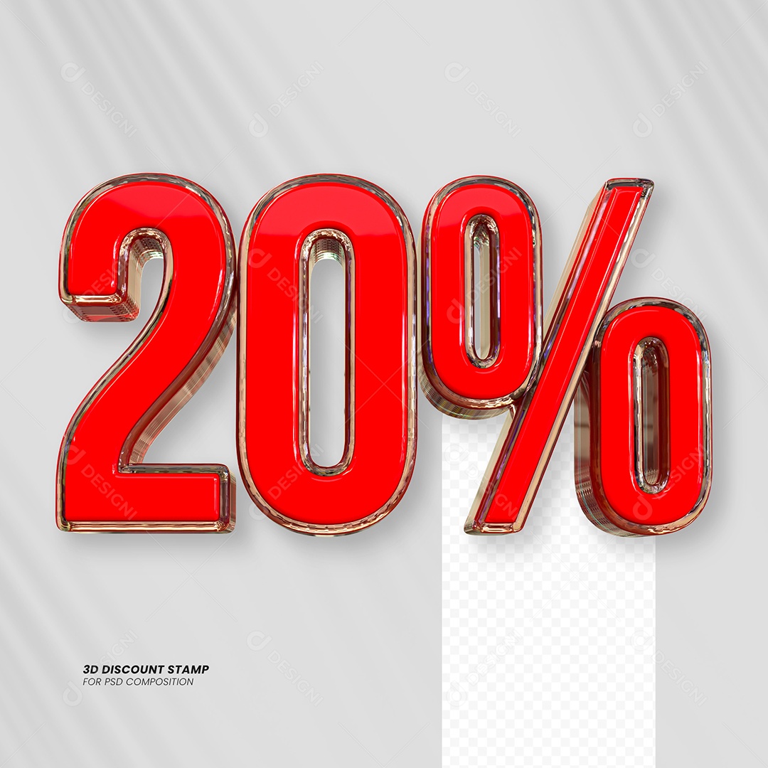 Elemento 3D Desconto 20% para Composição PSD