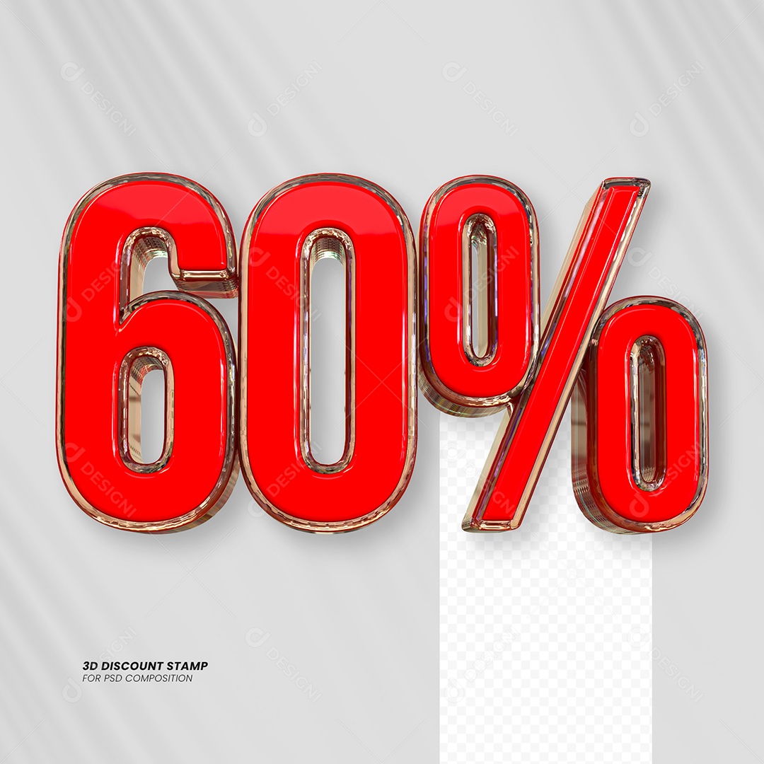 Elemento 3D Desconto 60% para Composição PSD