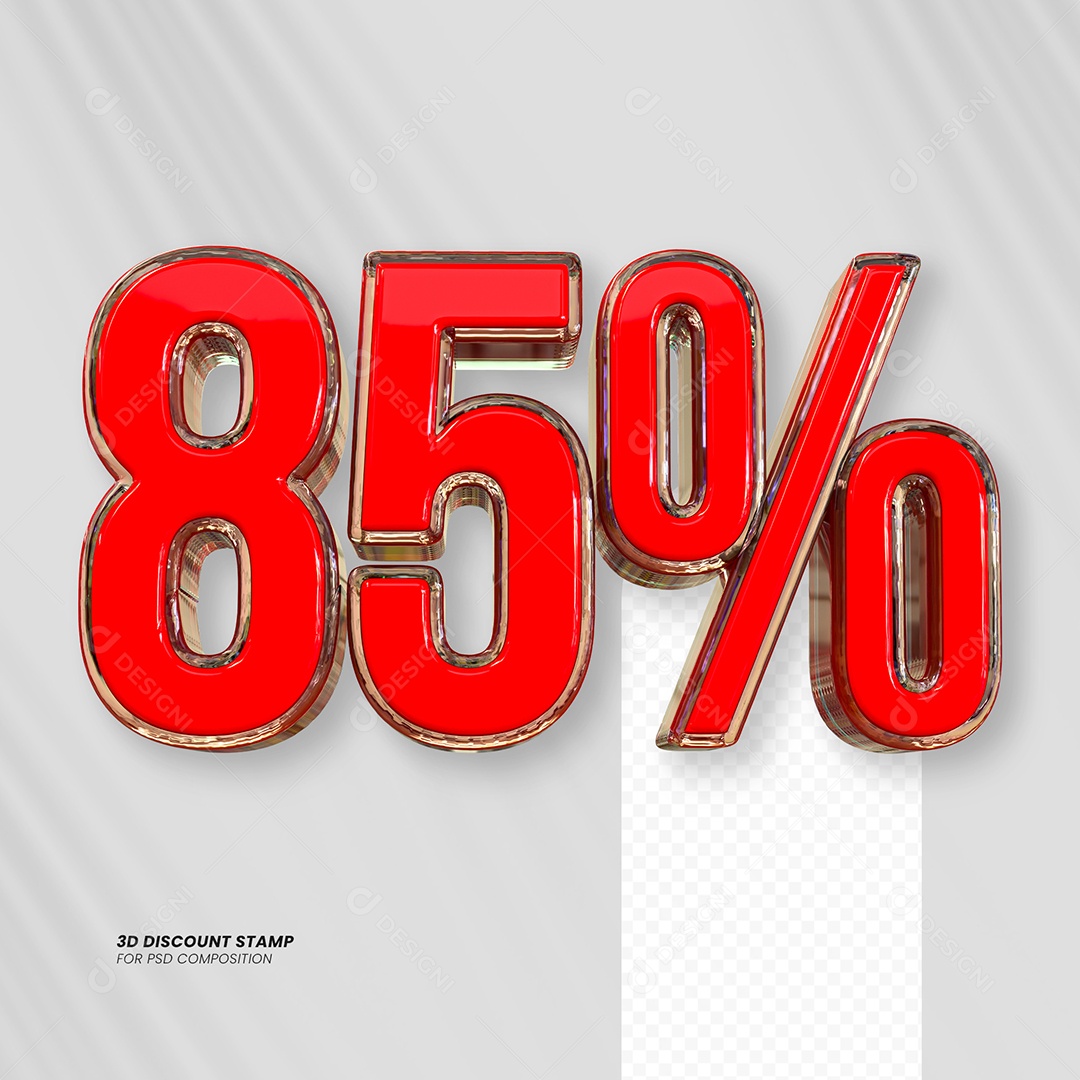 Elemento 3D Desconto 85% para Composição PSD