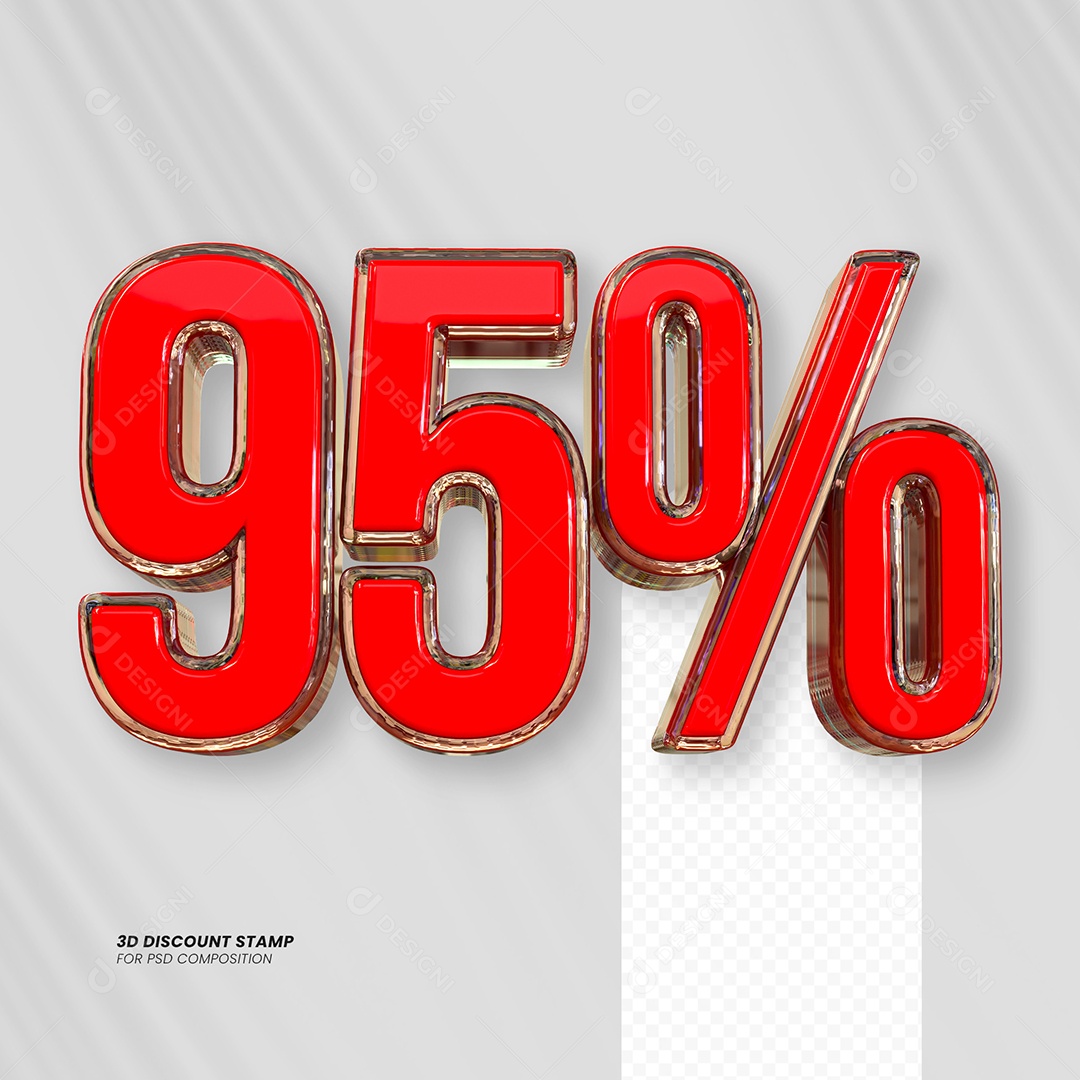 Elemento 3D Desconto 95% para Composição PSD