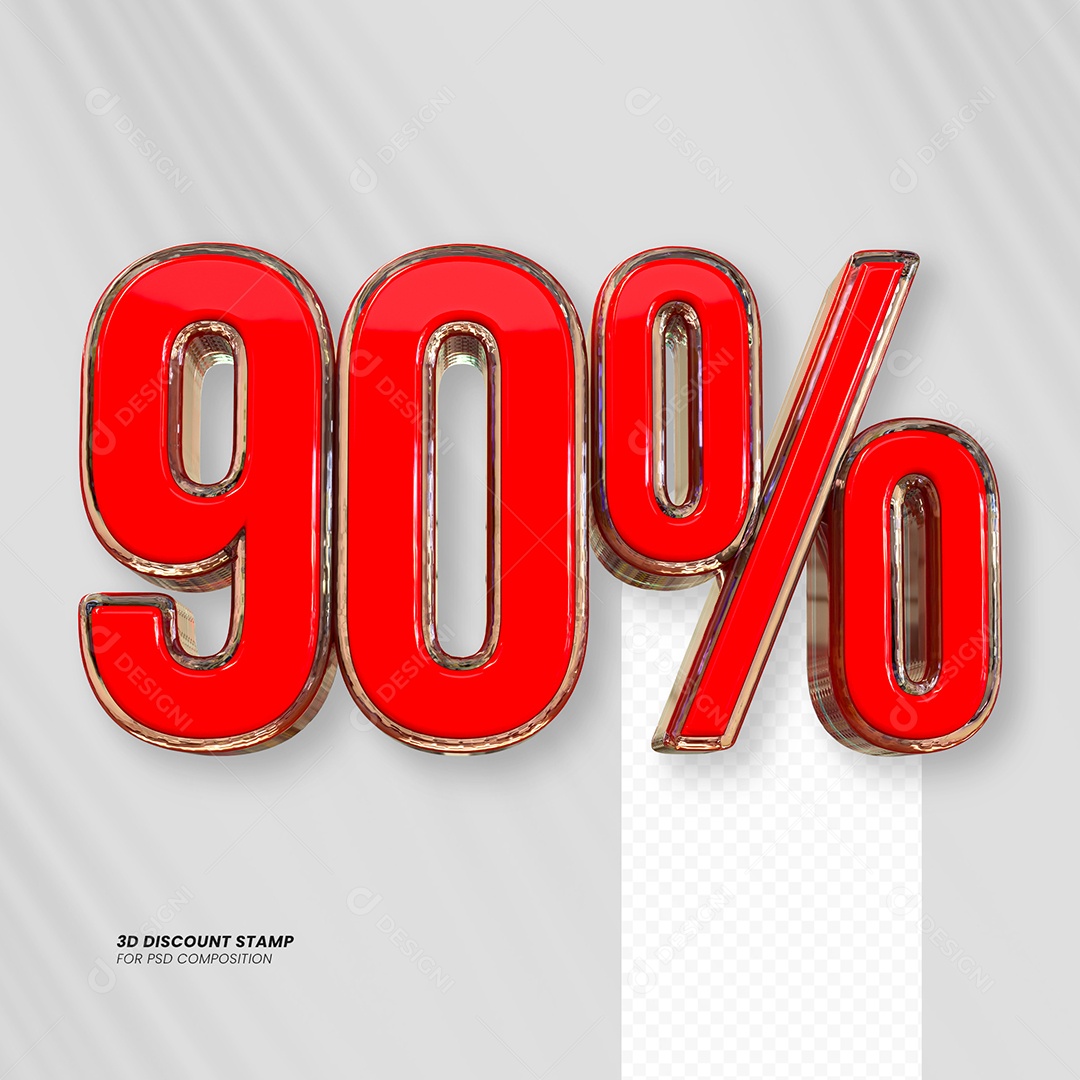 Elemento 3D Desconto 90% para Composição PSD