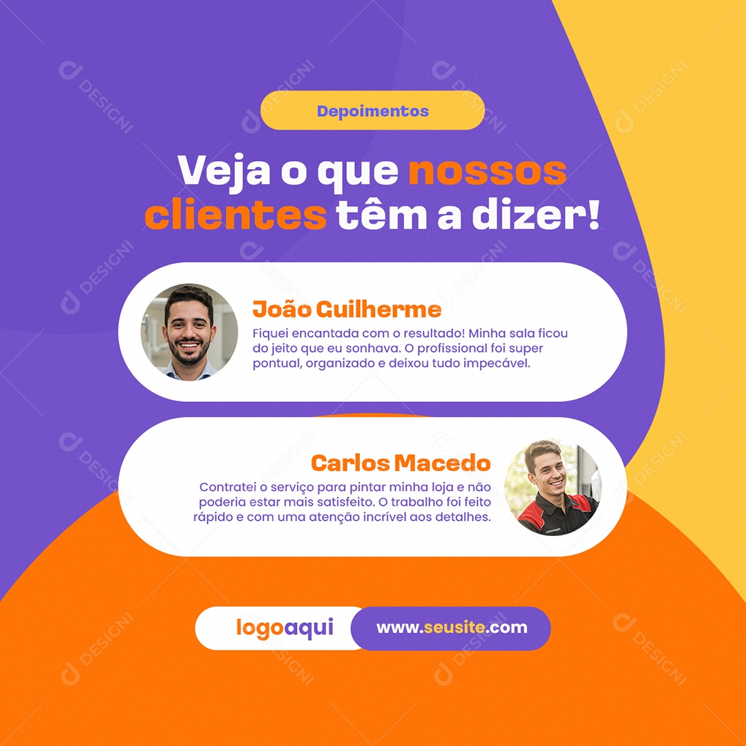 Pintor Depoimentos Veja O Que Nossos Clientes Têm a Dizer Social Media PSD Editável