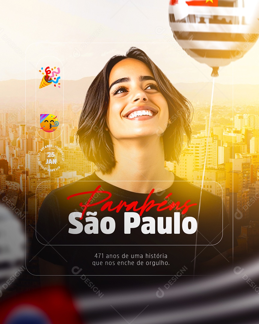 Aniversário Parabéns São Paulo 25 de Janeiro 471 Anos Social Media PSD Editável