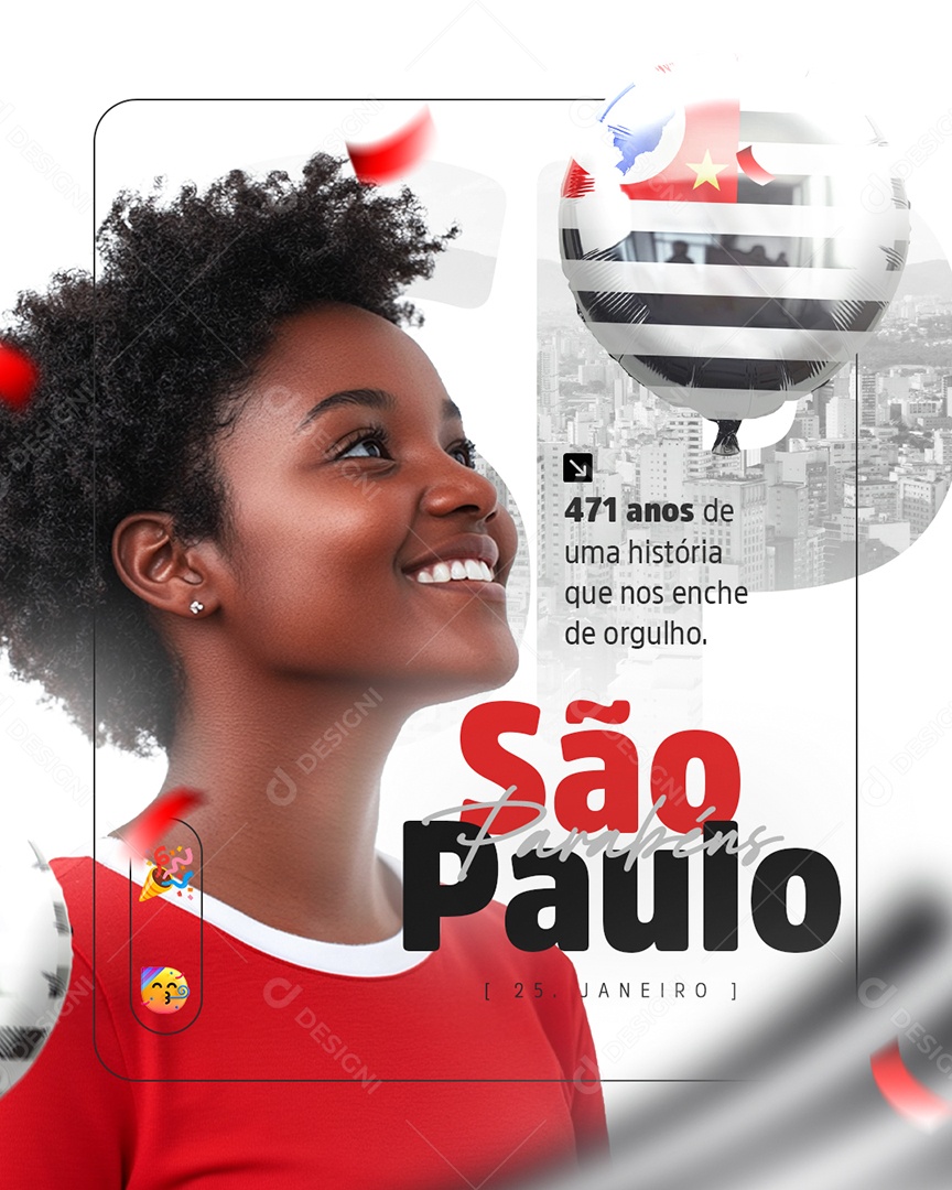 Aniversário Parabéns São Paulo 25 de Janeiro 471 Anos Social Media PSD Editável