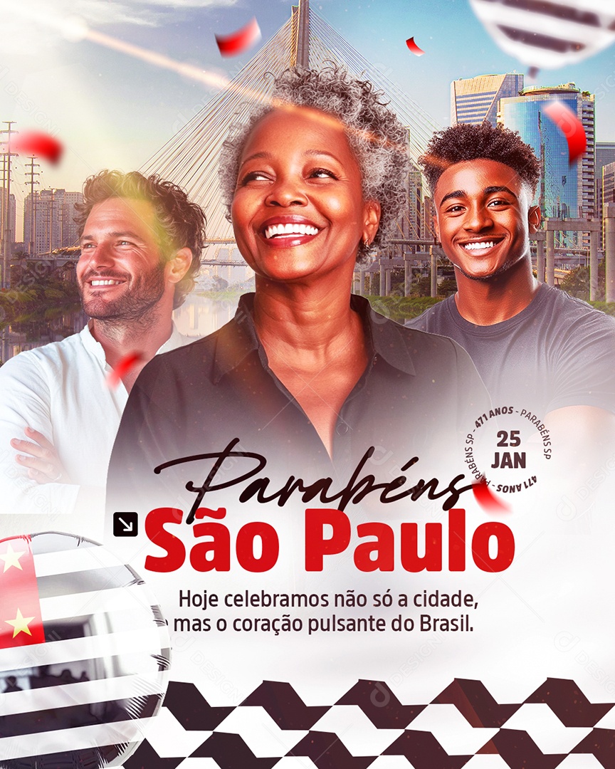 Aniversário Parabéns São Paulo 25 de Janeiro 471 Anos Social Media PSD Editável