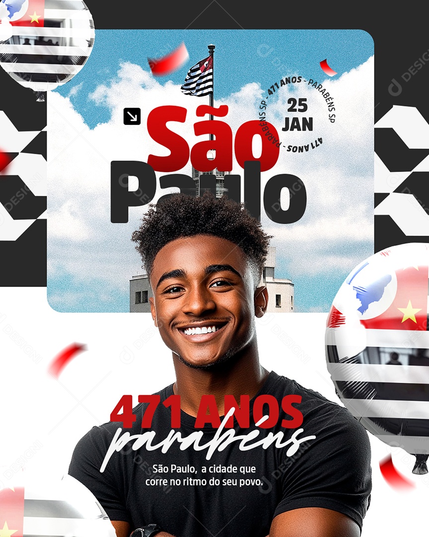 Aniversário Parabéns São Paulo 25 de Janeiro 471 Anos Social Media PSD Editável