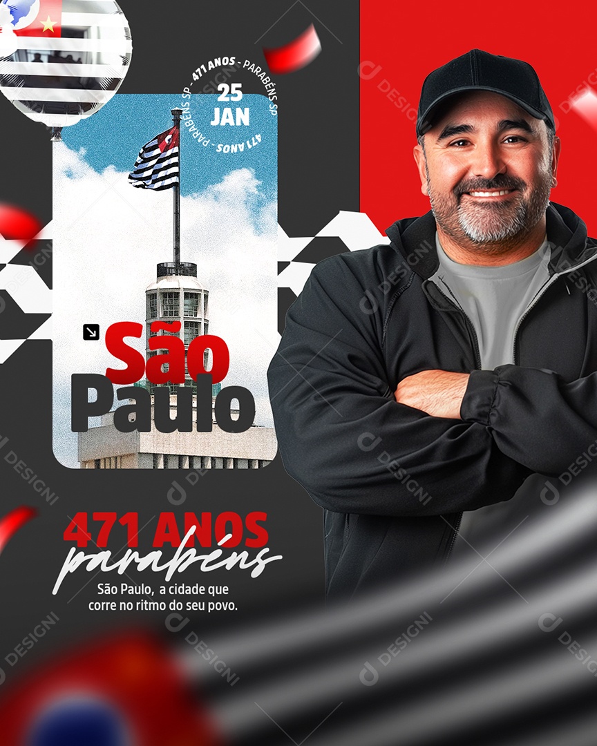 Aniversário Parabéns São Paulo 25 de Janeiro 471 Anos Social Media PSD Editável