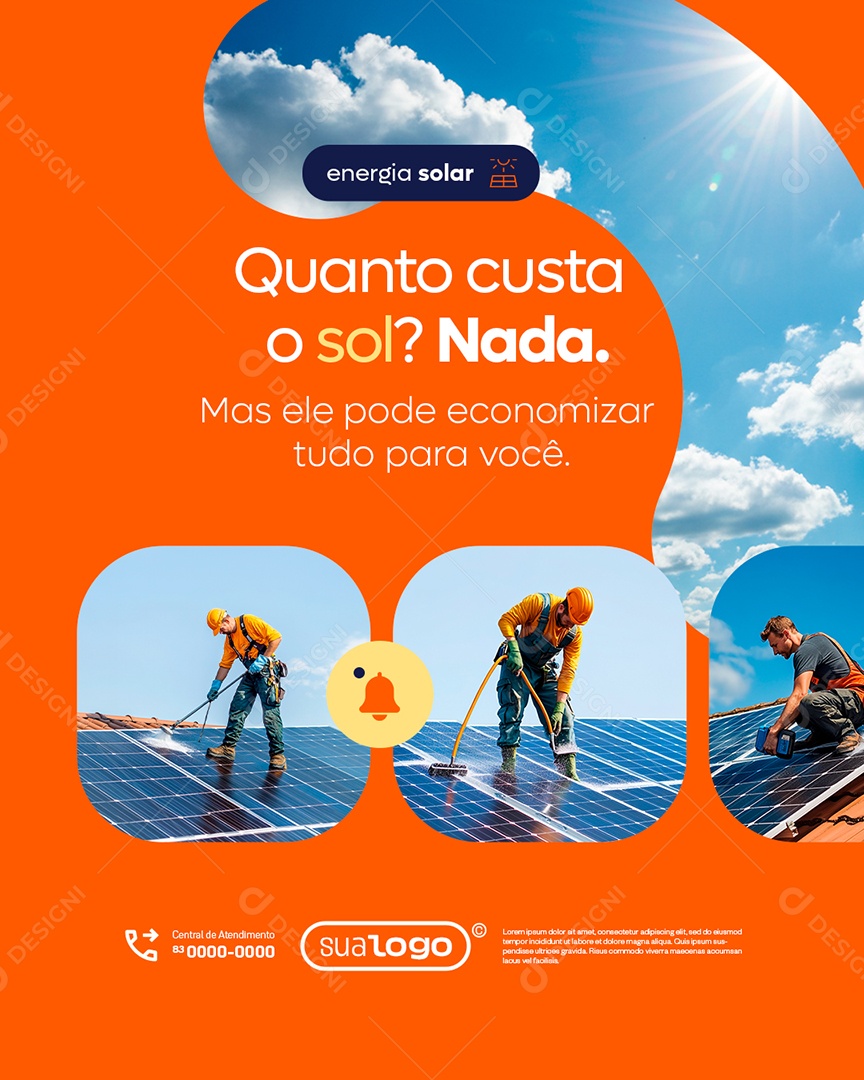 Energia Solar Quanto Custa o Sol Social Media PSD Editável