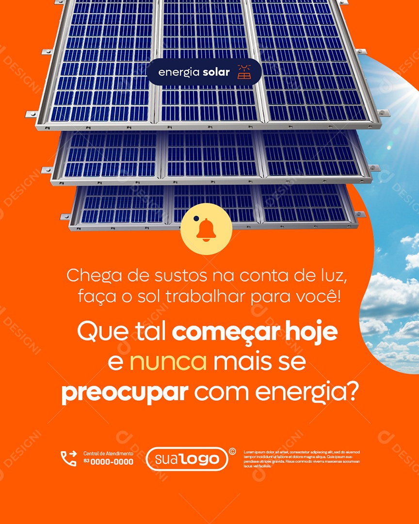 Energia Solar Que Tal Começar Hoje e Nunca Mais Se Preocupar Social Media PSD Editável