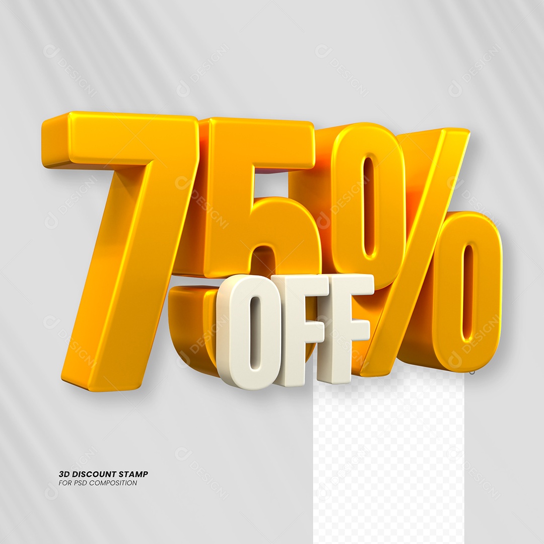 Elemento 3D Desconto 75% OFF para Composição PSD