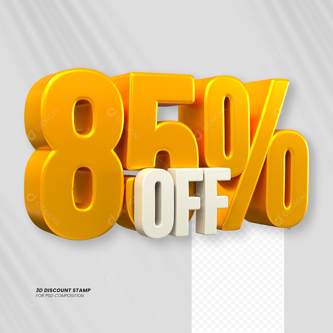 Elemento 3D Desconto 85% OFF para Composição PSD