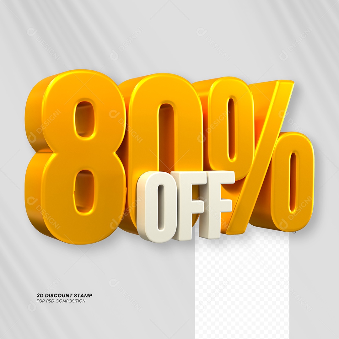 Elemento 3D Desconto 80% OFF para Composição PSD