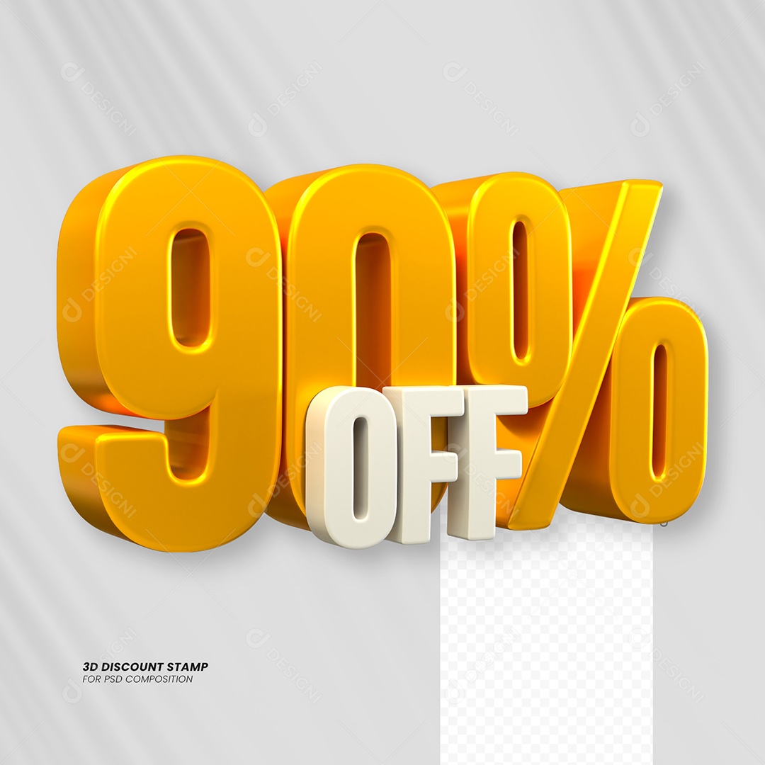 Elemento 3D Desconto 90% OFF para Composição PSD