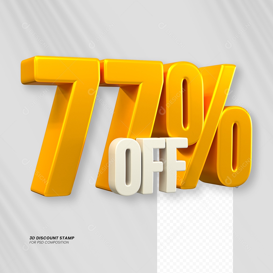 Elemento 3D Desconto 77% OFF para Composição PSD