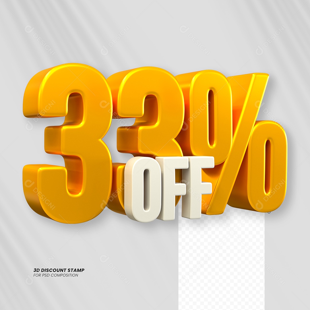 Elemento 3D Desconto 33% OFF para Composição PSD