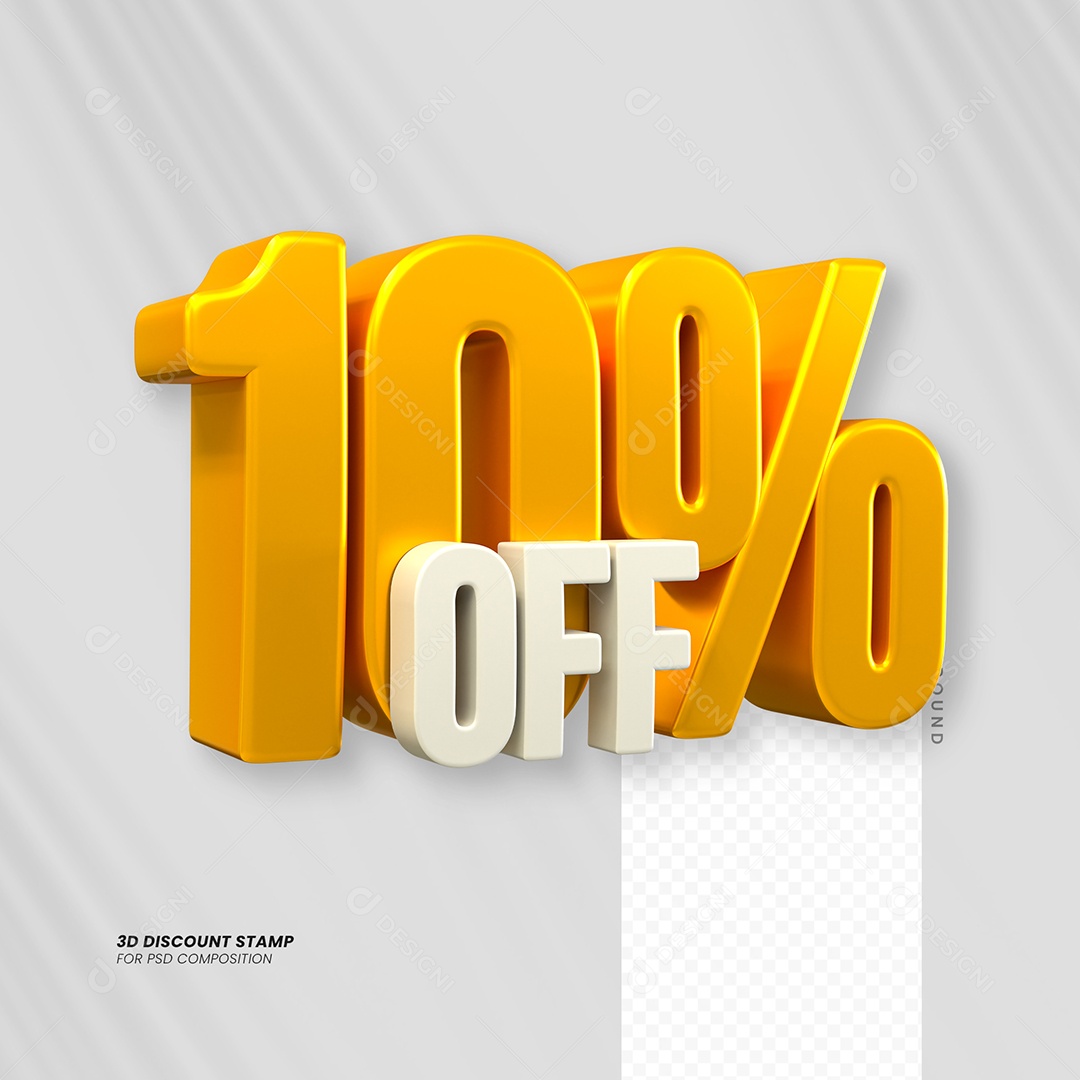 Elemento 3D Desconto 10% OFF para Composição PSD
