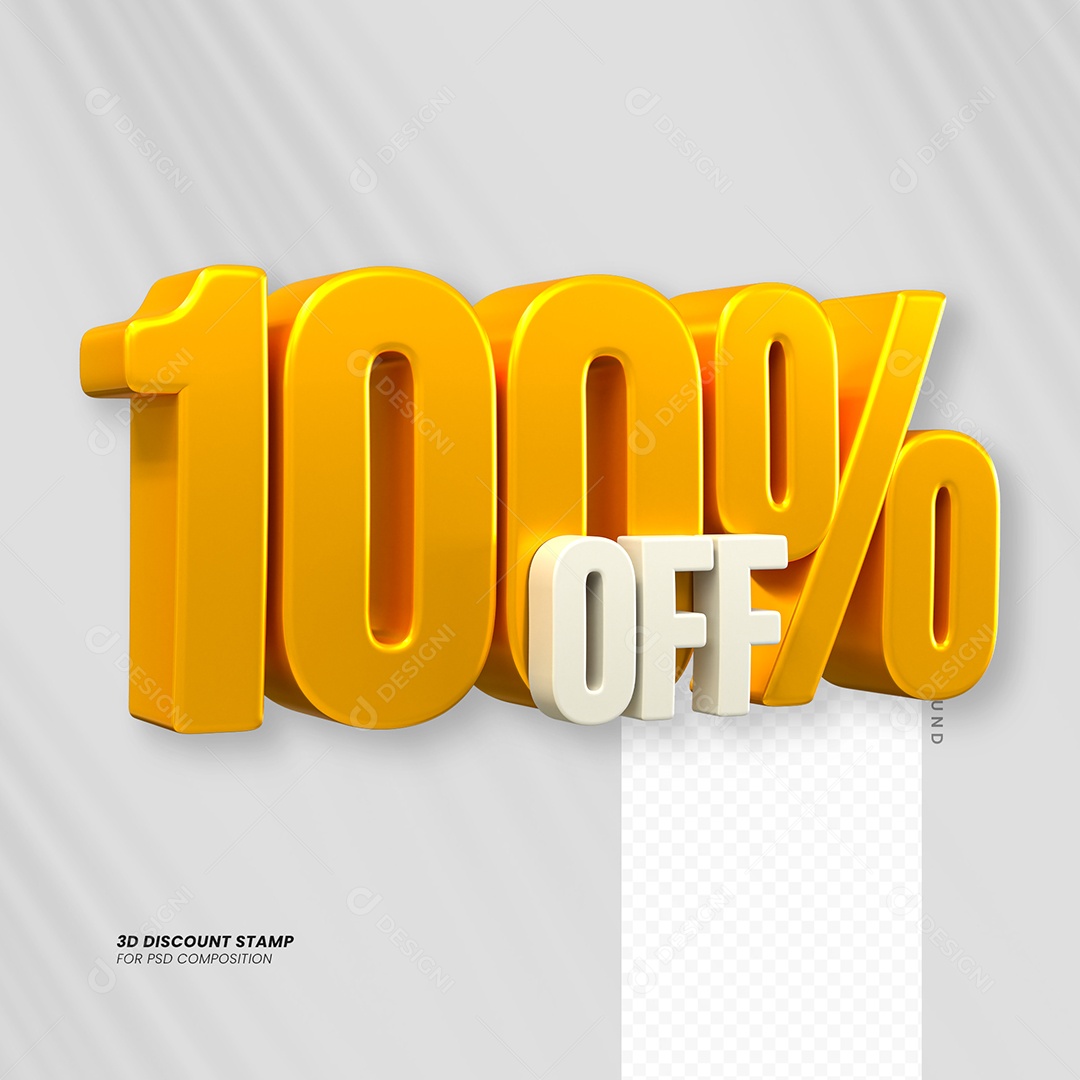 Elemento 3D Desconto 100% OFF para Composição PSD