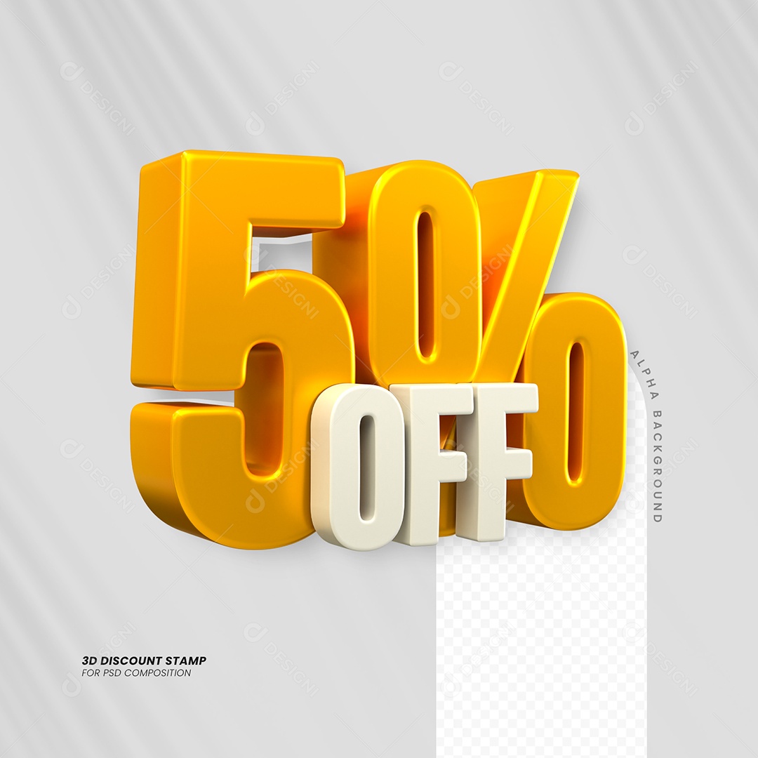 Elemento 3D Desconto 5% OFF para Composição PSD