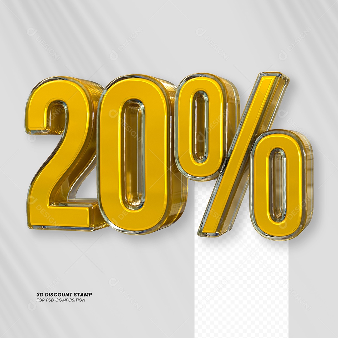 Elemento 3D Desconto 20% para Composição PSD